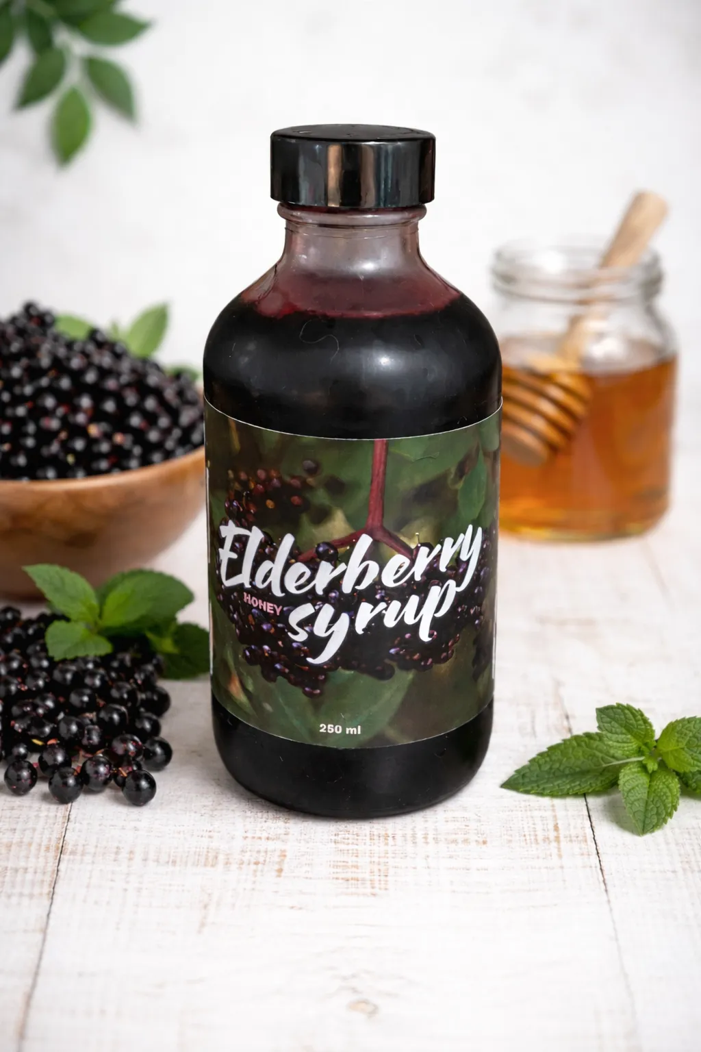 Elderberry Syrup with Honey – 250ml Bottle