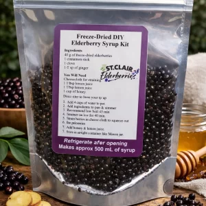 freeze dried elderberry syrup kit 40g mylar bag